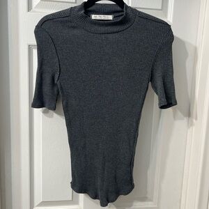 Free People We The Free Ribbed Mock Neck Top – Gray Size M